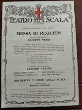 1974 LOCANDINA SCALA DI MILANO MESSA DI REQUIEM GIUSEPPE VERDI CLAUDIO ABBADO