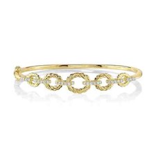 14K Oro Giallo Corona di Fiori Laurel Diamante Braccialetto 0.44 KT Tondo Taglio