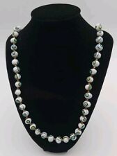 Collana Vintage Millefiori Bianco Vetro Veneziano Perline Fiori Murano 32”