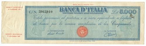 5000 lire titolo provvisorio - 5000,
