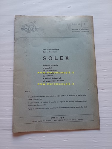 Solex carburatori abarth alfa - carburatori,