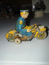 Motociclo polizia difficile Marx vintage latta litografia avvolgibile giocattolo