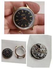 50s ROAMER SUPER SHOCK Cal. MST 372 VINTAGE WATCH UHREN BLACK DIAL TO REPAIRE