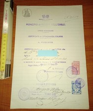 Municipio Reggio E. Uff. Anagrafe, Certificato Cittadinanza 1933