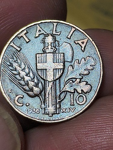 Moneta regno italia 1936 10 - d'italia,