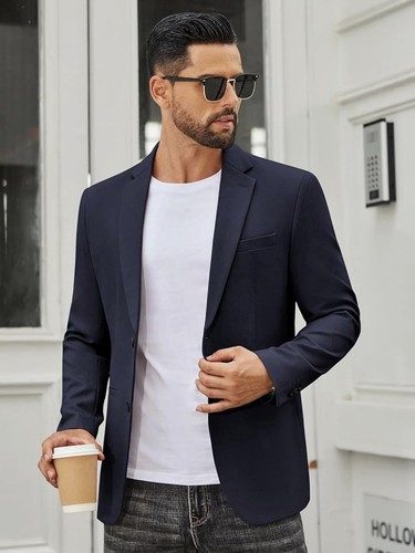 Blazer uomo blu navy medio - , due