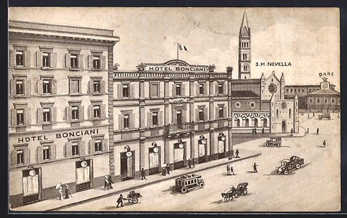 Cartolina firenze hotel - cartolina, firenze,