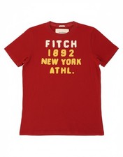 T-shirt uomo ABERCROMBIE & FITCH grafica muscolare grande rosso cotone DY19