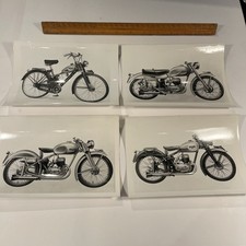 Vintage BIANCHI 1 scooter e 3 moto - anni '50 4 foto pubblicitarie stampa orig