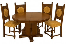 Tavolo rotondo allungabile con 6 sedie – stile classico, legno massello