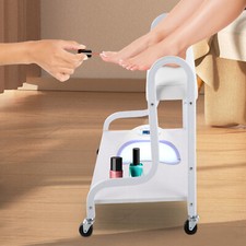 Carrello Carrello Portatile Bianco da Interno Salone di Bellezza Unghie Piedi Bagno Spa con 4 Ruote