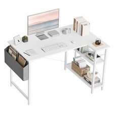 Scrivania a Forma di L, 47" Piccola Scrivania Angolare Reversibile per Computer con 47 Pollici Bianco