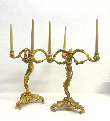 Coppia candelabro rocaille - coppia,
