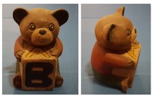 Orso orsetto vintage statuina antica in legno scultura a mano artigianato 7