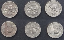Lotto 3 Monete Italia - 20 Centesimi di Lira - Anni dal 1920 al 1922