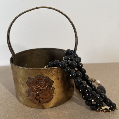 Secchiello ottone con rosa - secchiello, in