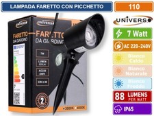 LAMPADA FARETTO LED DA GIARDINO CON BASE E PICCHETTO 7W COB IP65 3000K - 4000K