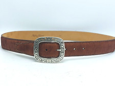 CINTURA STEFANO CORSINI PELLE MARRONE FIBBIA ARGENTO MISURA 35"X38"X1,5"