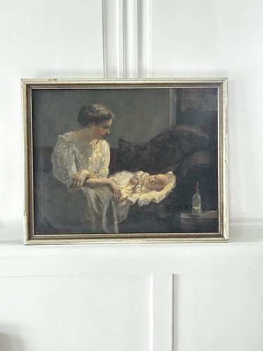 Dipinto antico 1911 madre - , e