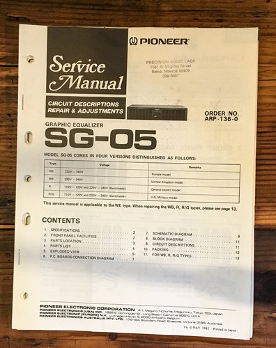Pioneer equalizzatore - sg-05,