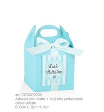 20 PEZZI SCRIGNO CELESTE perlescente scatola portaconfetti con nastro e 046S