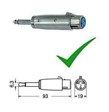 ADATTATORE JACK AUDIO MONO 6.35 MASCHIO TO CANNON XLR FEMMINA x casse microfoni