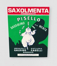 Saxolmenta Sassolino alla menta. Etichetta liquore. Distilleria Caselli Sassuolo