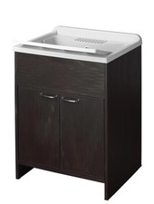 ✅ Mobile lavatoio cm 60x50x85 in kit 2 ante vasca e asse lavapanni solido nero