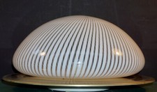 1970 VENINI TESSUTO-GRANDE PLAFONIERA IN VETRO MUARANO LATTIMO E METALLO CROMATO