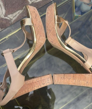 BRUNO PREMI Scarpa Donna Sandaletto ORO tacco SUGHERO alto Taglia IT 38