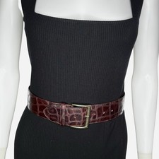 Cintura vintage Giorgio Armani marrone scuro larga in pelle goffrata 65 cm 26 in 