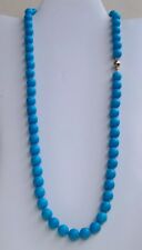 COLLANA GIOIELLO TURCHESE NATURALE ARIZONA 10mm SUSTA ORO SOLIDO 14K 