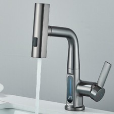 LED Miscelatore Rubinetto lavabo bagno estraibile doccetta monocomando lavello