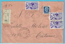 storia postale Raccomandata 3 franc Mondiali Calcio cent. 50 + Imperiale £. 1,25