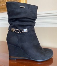 Stivaletti donna  Solo Soprani  con tacco a zeppa in scamosciato nero