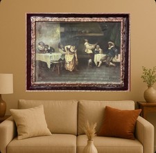 quadro dipinto a olio su tela in stile antico classico 900 con cornice firmato