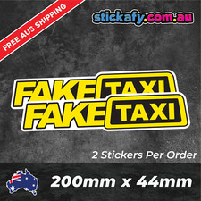 Fake taxi stickers funny - (x2),