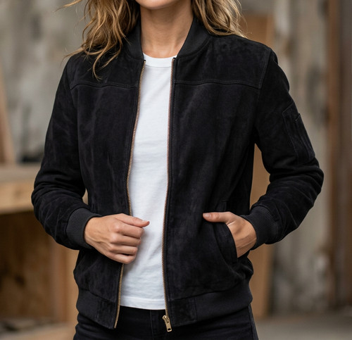 Bomber donna nero pelle