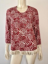 ?Max Mara Cotton Printed Fringed Top Shirt Size 8 US / 42 It Blusa Cotone