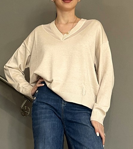 Maglia lurex con collo v - collo,
