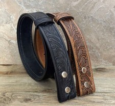 Cintura uomo western cowboy rodeo pelle pieno fiore resistente senza fibbia