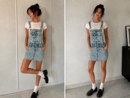 Salopette gonna jeans chiaro - salopette,