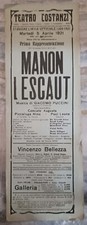 LIRICA MANON LESCAUT GIACOMO PUCCINI LOCANDINA TEATRO COSTANZI 1920 I° RAP
