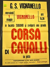 209 Manifesto pubblicità Vignanello 1974 corsa cavalli su pista 70x100 Viterbo