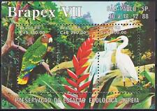 Brasile 1988 Uccellini Foresta Amazzonica Pappagallo Egretta Cascata Fiori Fauna Selvatica m/s MNH