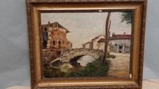 QUADRO AD OLIO SU TAVOLA PAESAGGIO Di Vestigne' Torino 1933