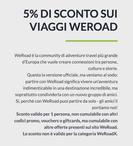 Codice coupon weroad - sconto, 5%