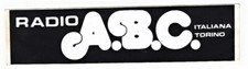 Adesivo RADIO A.B.C. ITALIANA TORINO 97 Mhz - sticker vintage 16 cm ABC nero