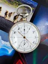 Patek Philippe Chronograph Pocket Watch Steel Case  1940 Enameil  Original Dial