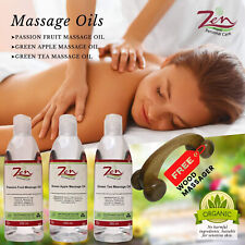 OLIO MASSAGGIO CORPO Biologico Confezione da 3 con Massaggiatore in Legno  